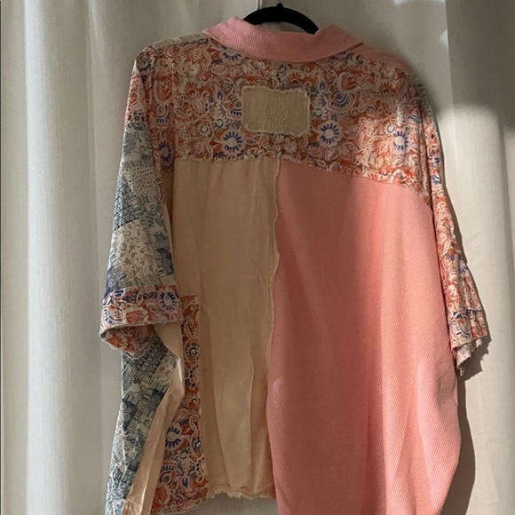 Bohemian Patchwork Button-Up Blouse - Picture 11 of 13